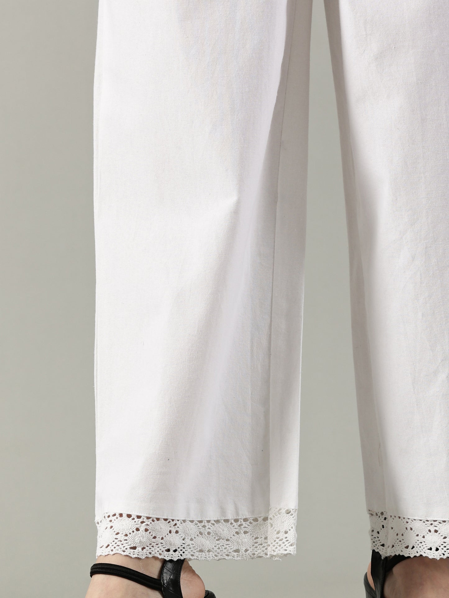 White Cotton Crochet Palazzo