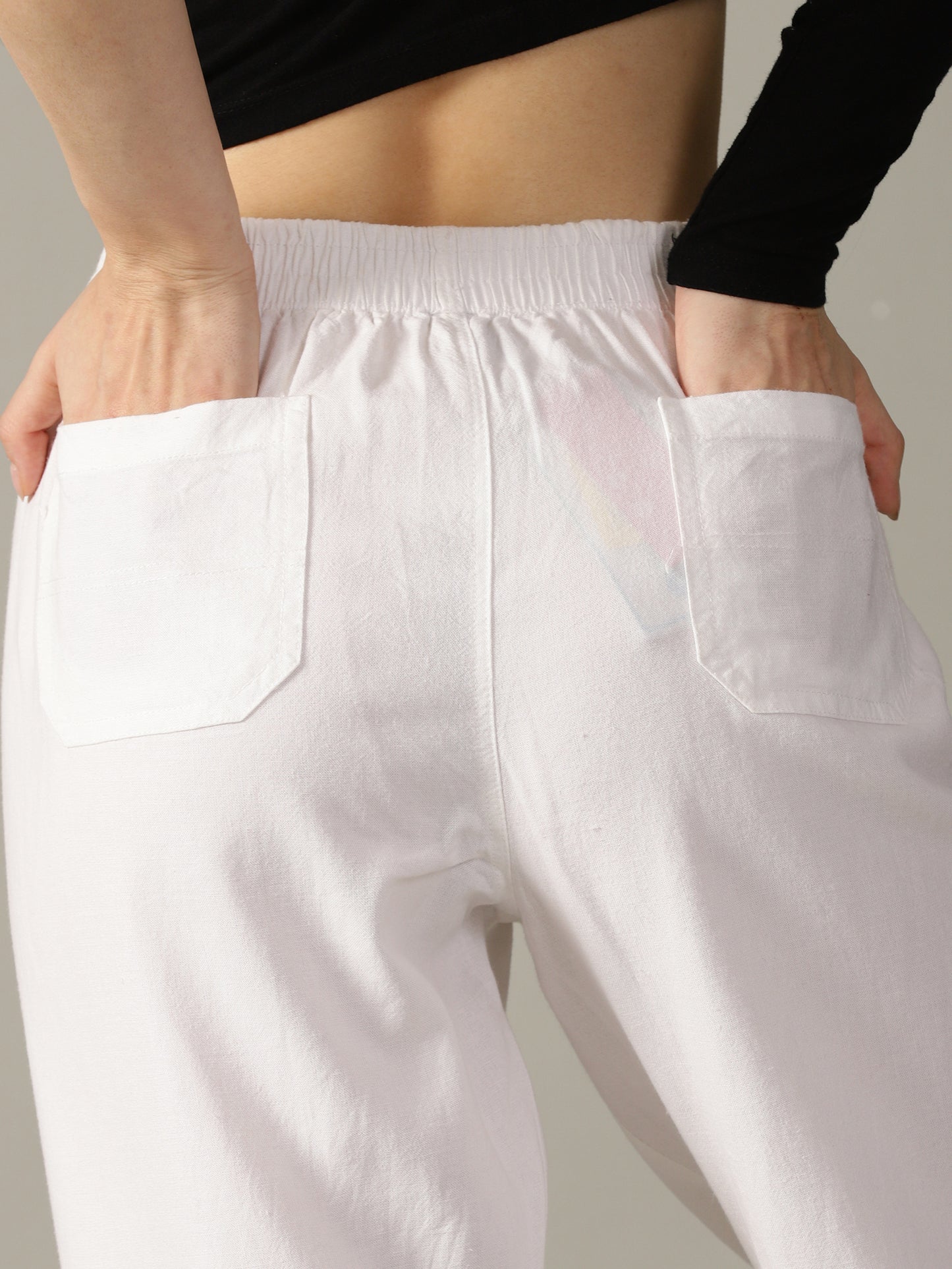 White Wide Leg Linen Trousers