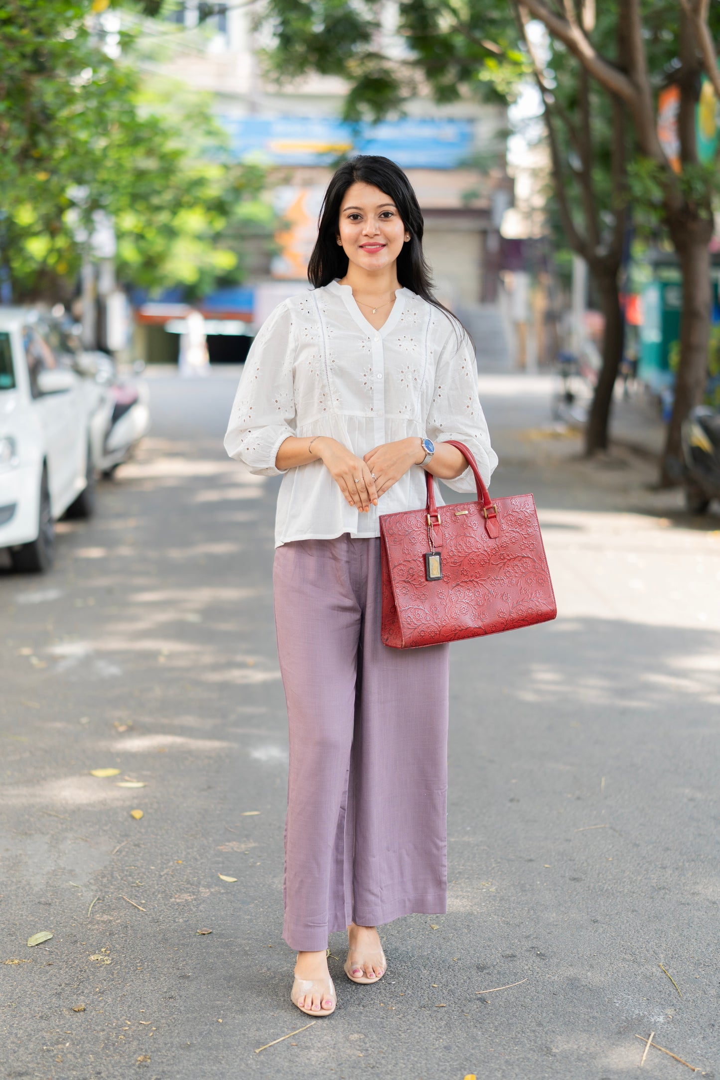 Lavender Solid Slub Palazzos