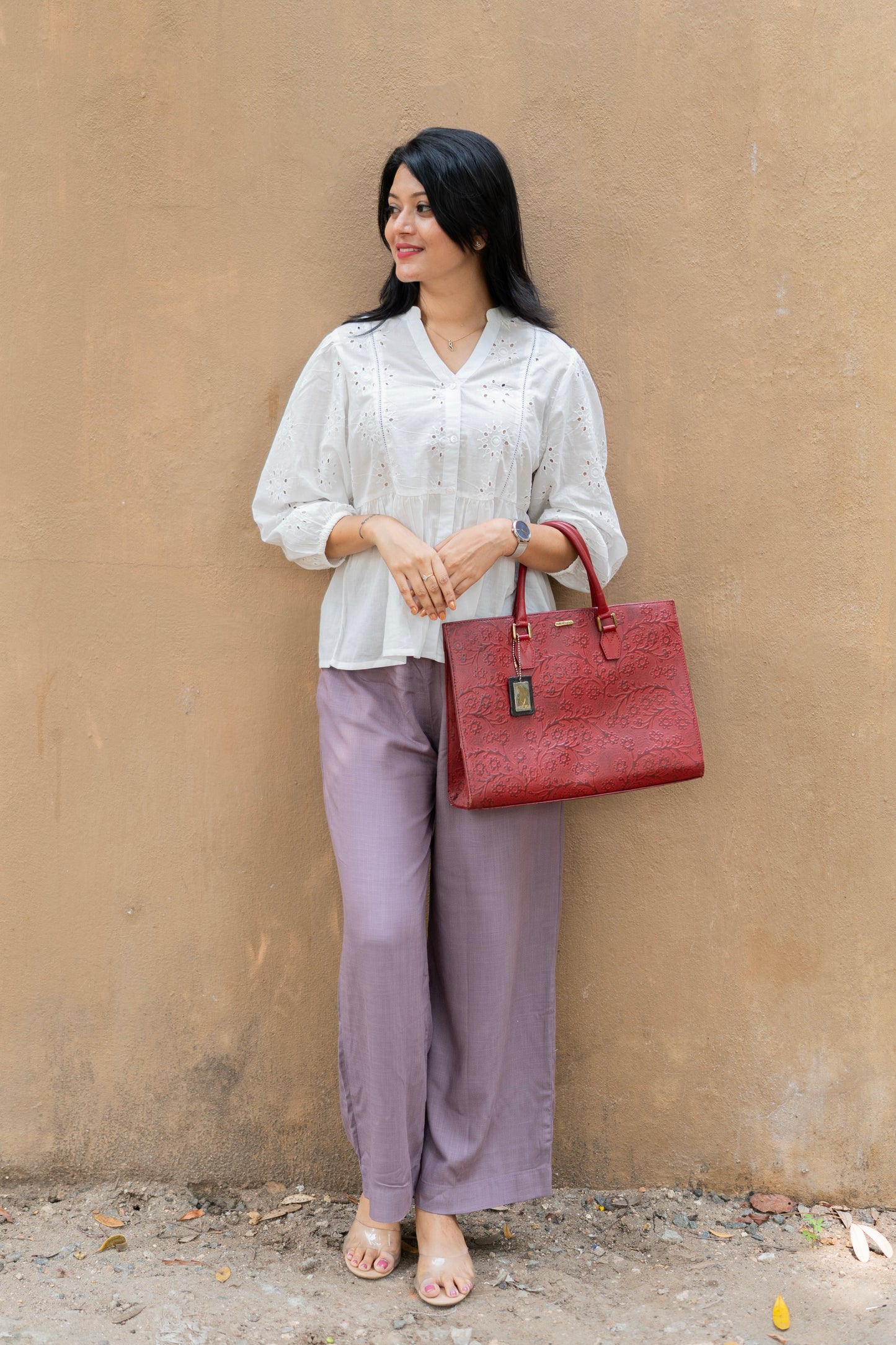 Lavender Solid Slub Palazzos
